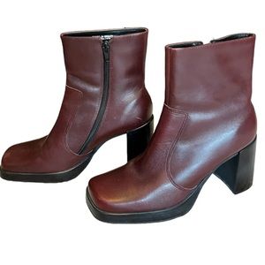 red burgundy leather boots
